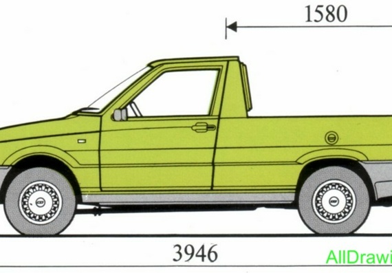 Fiat Fiorino Pickup (1989) (Фиат Фиорино Пикап (1989)) - чертежи (рисунки) автомобиля